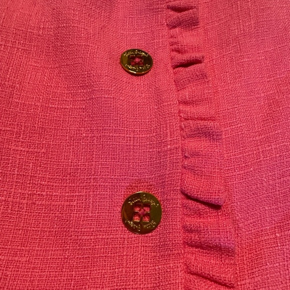 Lilly Pulitzer Skirt Women’s Pink Hayes Skirt Twill Linen Blend Ruffles - Picture 3 of 9